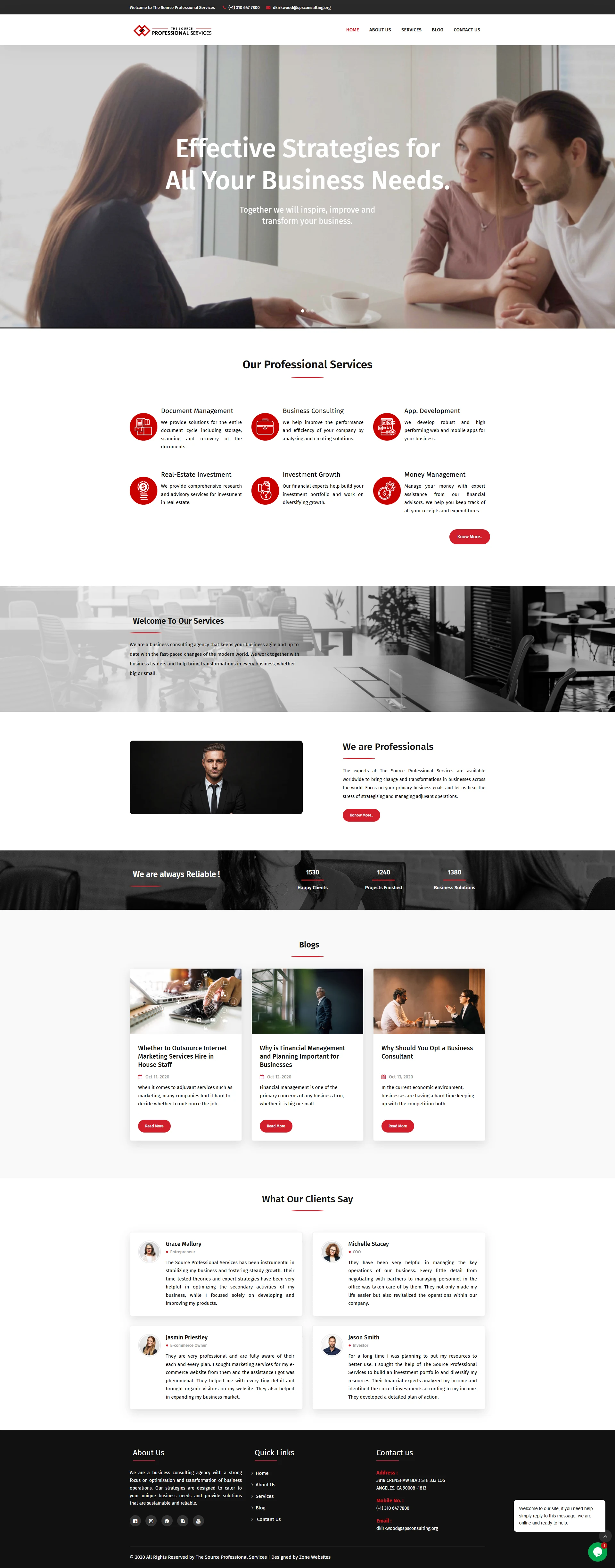 Modern Business Consulting Services Website Layout