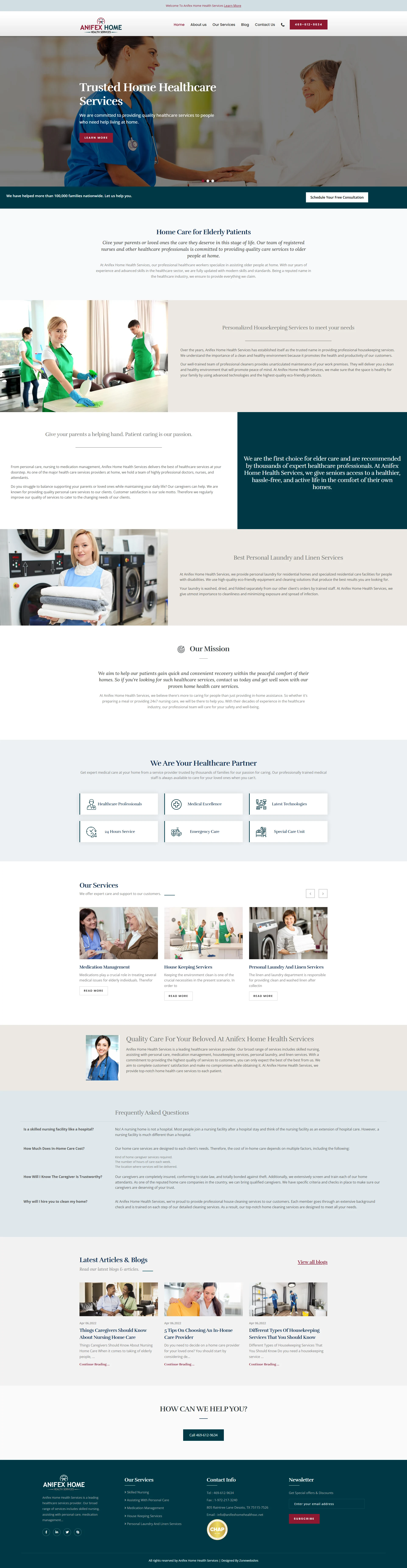 Professional Website Layout for Senior Homecare Services
